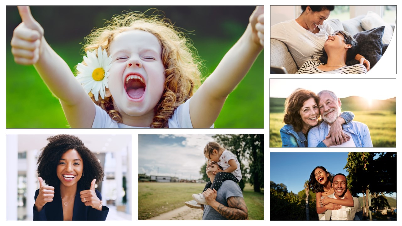 A collage of the people I Am Well Foundation serves — families, couples and individuals